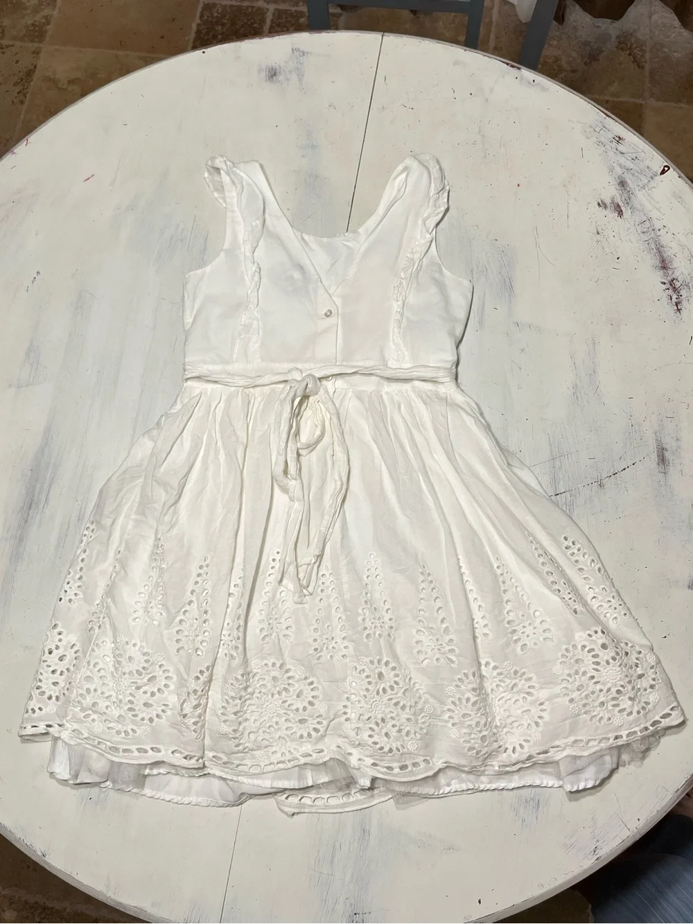 Disney Girls Beauty and the Beast Collection White Cotton Eyelet Dress Sz 14/16